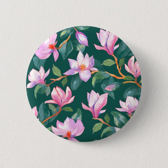 Blooming magnolia 6 cm round badge (Front)