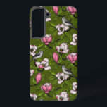 Blooming magnolia and titmouse bird 2 samsung galaxy case<br><div class="desc">Hand-painted magnolia blooms and titmouse bird</div>