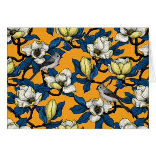 Blooming magnolia and titmouse bird 3