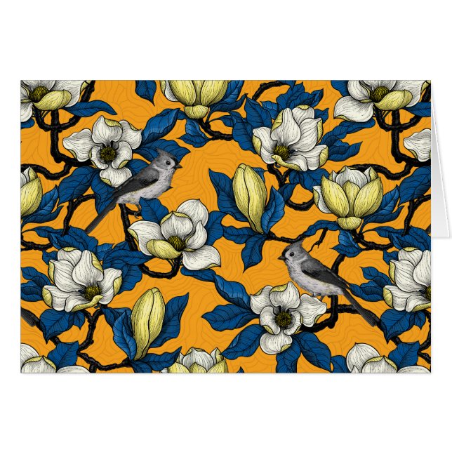 Blooming magnolia and titmouse bird 3 (Front Horizontal)