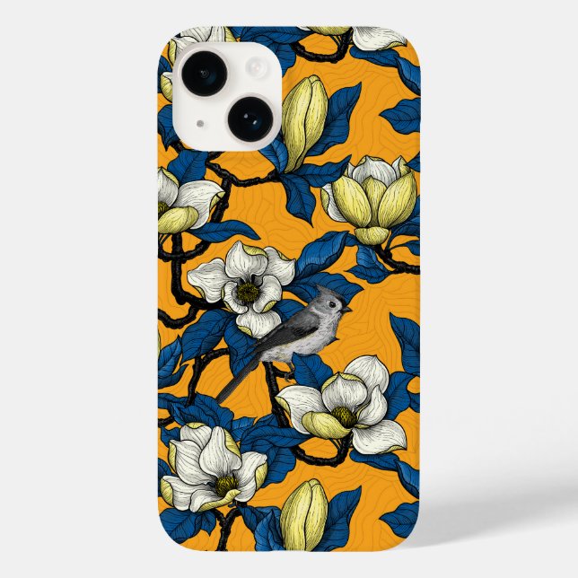 Blooming magnolia and titmouse bird 3 Case-Mate iPhone case (Back)