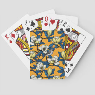 Blooming magnolia and titmouse bird 3 playing cards