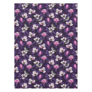 Blooming magnolia and titmouse bird 4 tablecloth