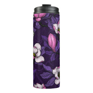 Blooming magnolia and titmouse bird 4 thermal tumbler