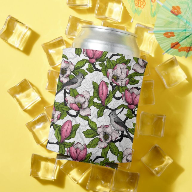 Blooming magnolia and titmouse bird can cooler (In Situ Summer)