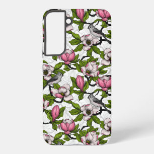 Blooming magnolia and titmouse bird samsung galaxy case