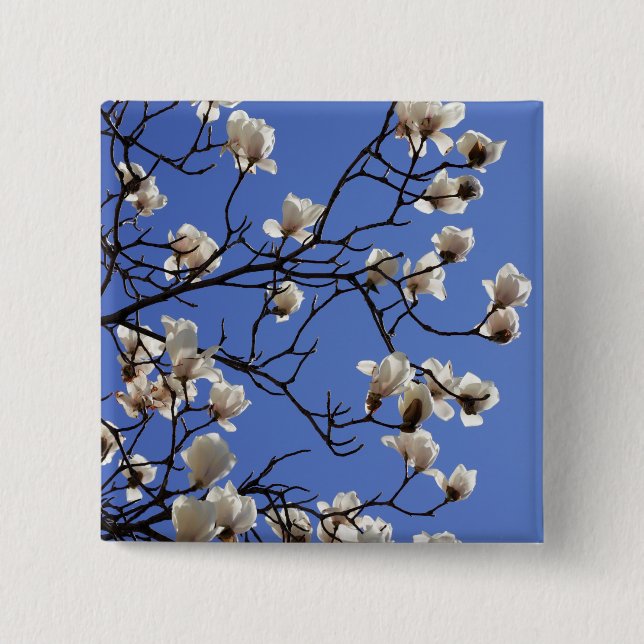 Blooming Magnolias 15 Cm Square Badge (Front)
