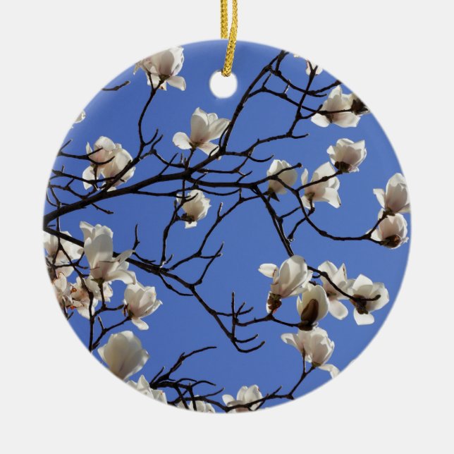 Blooming Magnolias Ceramic Ornament (Front)