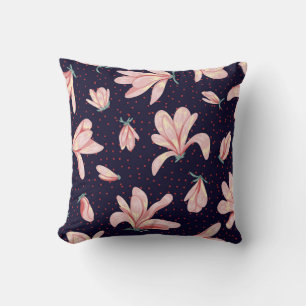 Blooming magnolias, hand-drawn vintage pattern. cushion