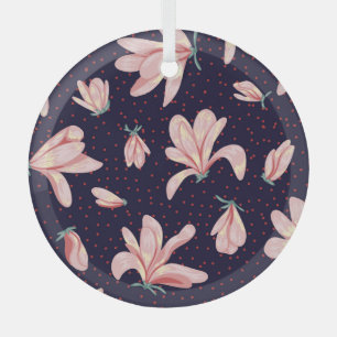 Blooming magnolias, hand-drawn vintage pattern. glass tree decoration