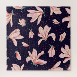 Blooming magnolias, hand-drawn vintage pattern. jigsaw puzzle