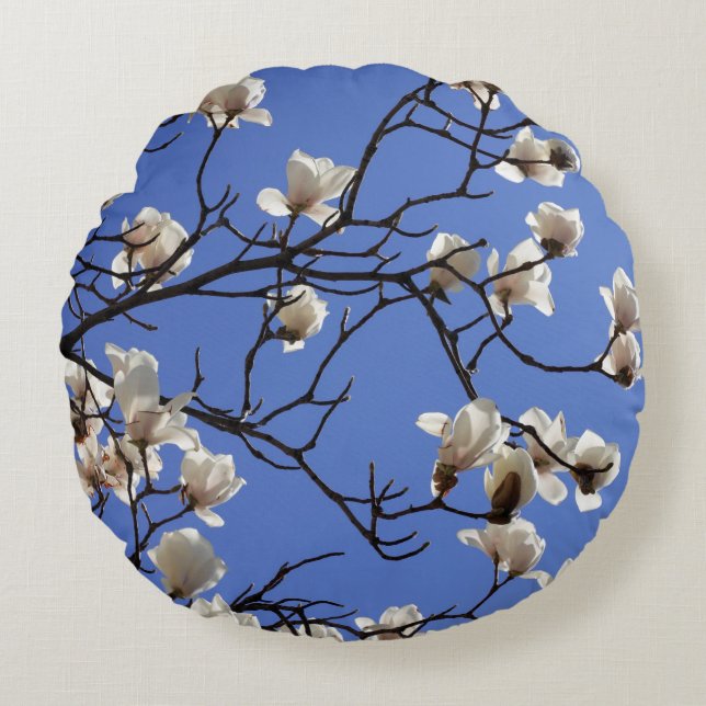 Blooming Magnolias Round Cushion (Front)