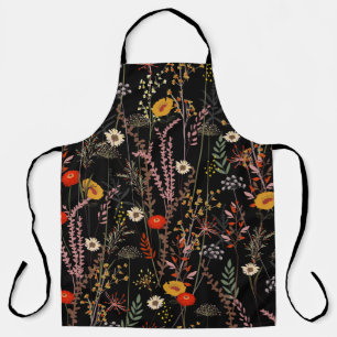 Blooming Meadow Flowers Hand Drawn Apron