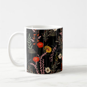 Blooming Meadow Flowers Hand Drawn Coffee Mug