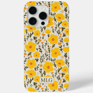 Blooming meadow yellow flowers pattern & Monogram  iPhone 15 Pro Max Case