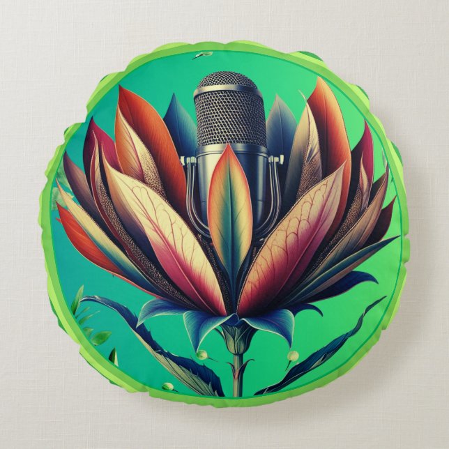 Blooming Microphone Round Cushion (Front)