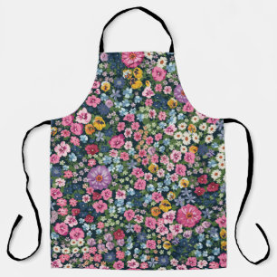 Blooming midsummer meadow seamless pattern. Plant Apron