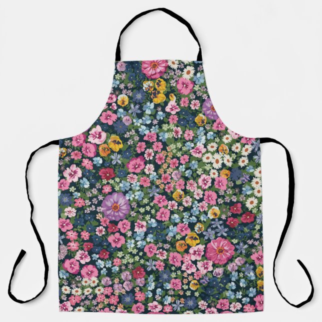 Blooming midsummer meadow seamless pattern. Plant  Apron (Front)