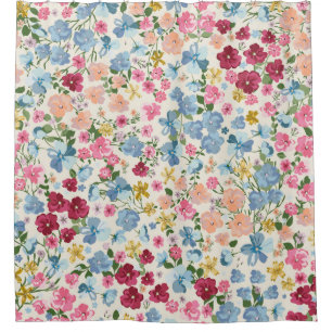 Blooming midsummer meadow seamless pattern. Plant Shower Curtain