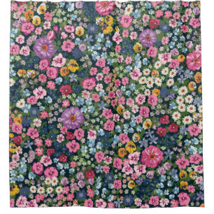 Blooming midsummer meadow seamless pattern. Plant Shower Curtain