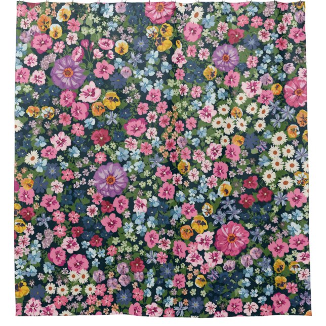 Blooming midsummer meadow seamless pattern. Plant  Shower Curtain (Front)