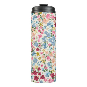 Blooming midsummer meadow seamless pattern. Plant Thermal Tumbler