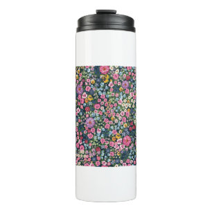 Blooming midsummer meadow seamless pattern. Plant Thermal Tumbler