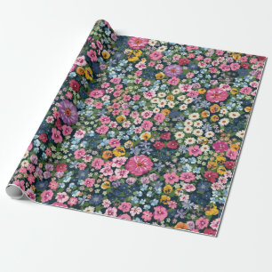 Blooming midsummer meadow seamless pattern. Plant Wrapping Paper
