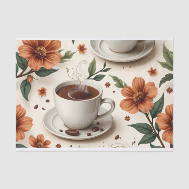 Blooming Mocha Bliss Tissue Paper – Coffee & Flora (Front)