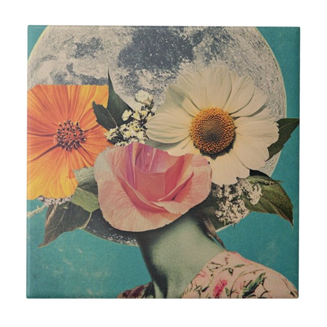 Blooming Mystery Under the Moon Ceramic Tile (Front)