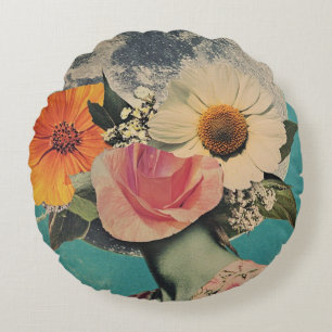 Blooming Mystery Under the Moon Round Cushion