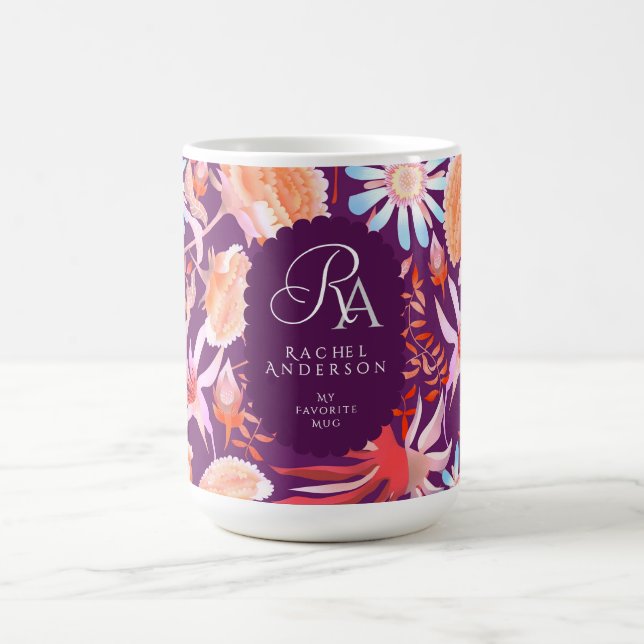 Blooming Mystical Floral Monogram Coffee Mug (Center)