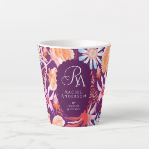Blooming Mystical Floral Monogram Latte Mug