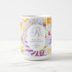 Blooming Mystical Floral Monogram Lilac Coffee Mug