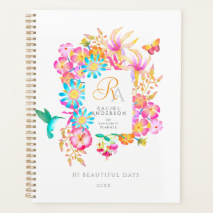 Blooming Mystical Floral Monogram White Latte Mug Planner