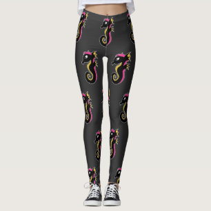 Blooming Neon Seahorse Leggings