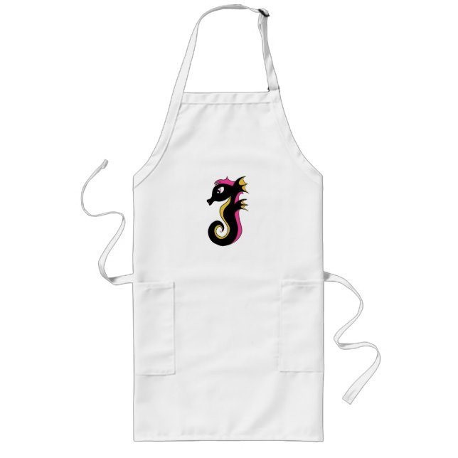 Blooming Neon Seahorse Long Apron (Front)