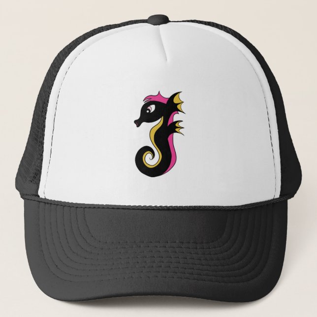 Blooming Neon Seahorse Trucker Hat (Front)
