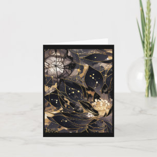 Blooming Of The Black Golden Lotus Sticker Card