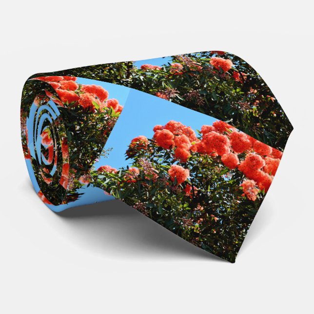 Blooming Orange Eucalyptus Flower Tree, Tie (Rolled)