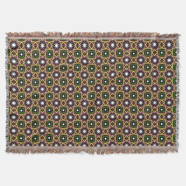 Blooming Orange Mandala Flowers Throw Blanket (Front)