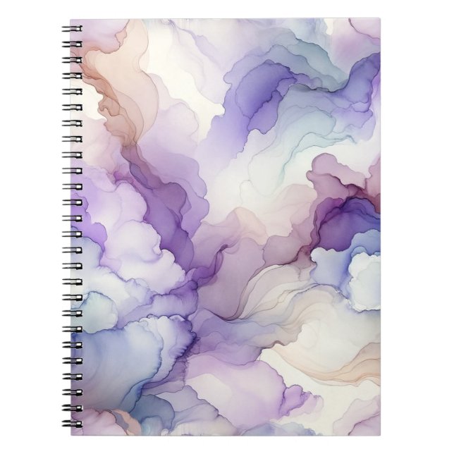 Blooming Orchid Purple Watercolor Abstract Art Notebook (Front)