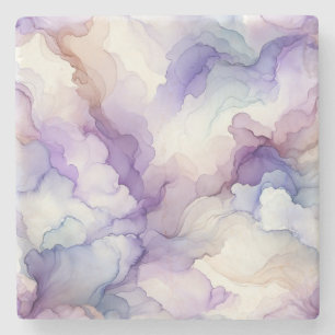 Blooming Orchid Purple Watercolor Abstract Art Stone Coaster