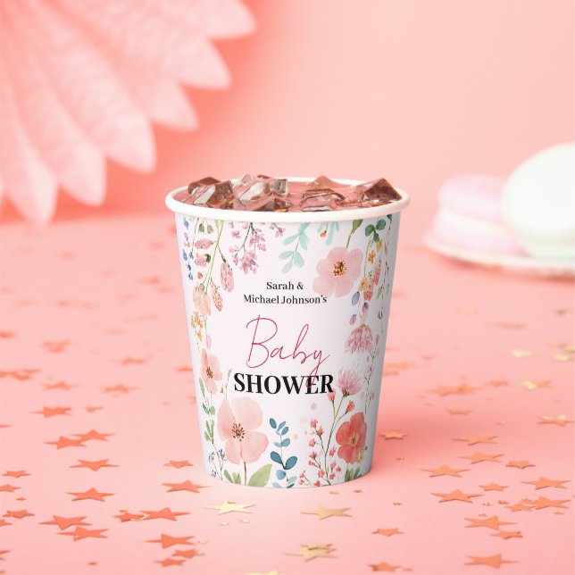 Blooming Path Baby Shower Paper Cups (Insitu)