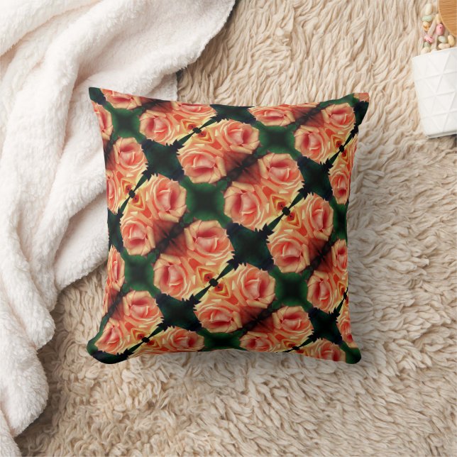 Blooming Peach Rose Abstract Pattern   Cushion (Blanket)