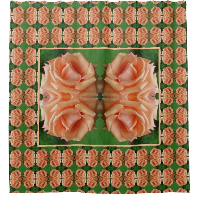 Blooming Peach Rose Abstract Pattern    Shower Curtain (Front)
