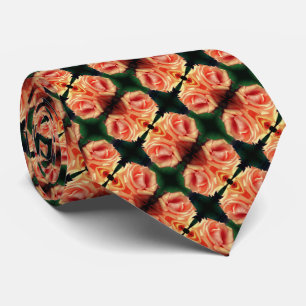 Blooming Peach Rose Abstract Pattern     Tie