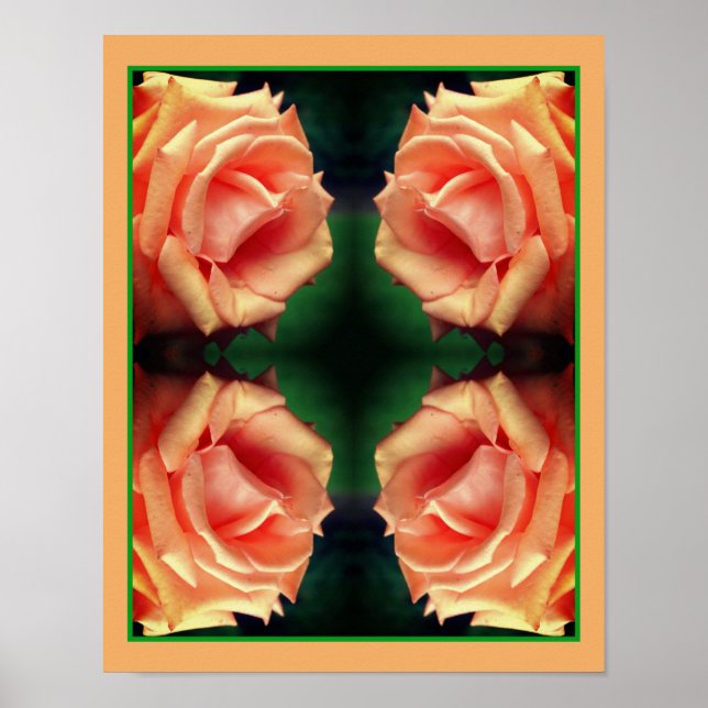 Blooming Peach Rose Abstract Poster (Front)