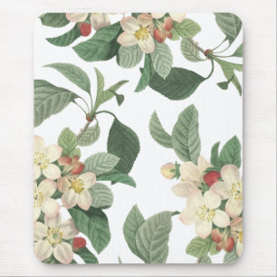Blooming Pearl White Summer Floral Botanical Mouse Pad