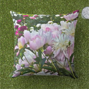 BLOOMING PEONIES OUTDOOR ACCENT PILLOW